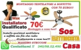 Montaggio ventilatore a soffitto villa Bonelli Roma 